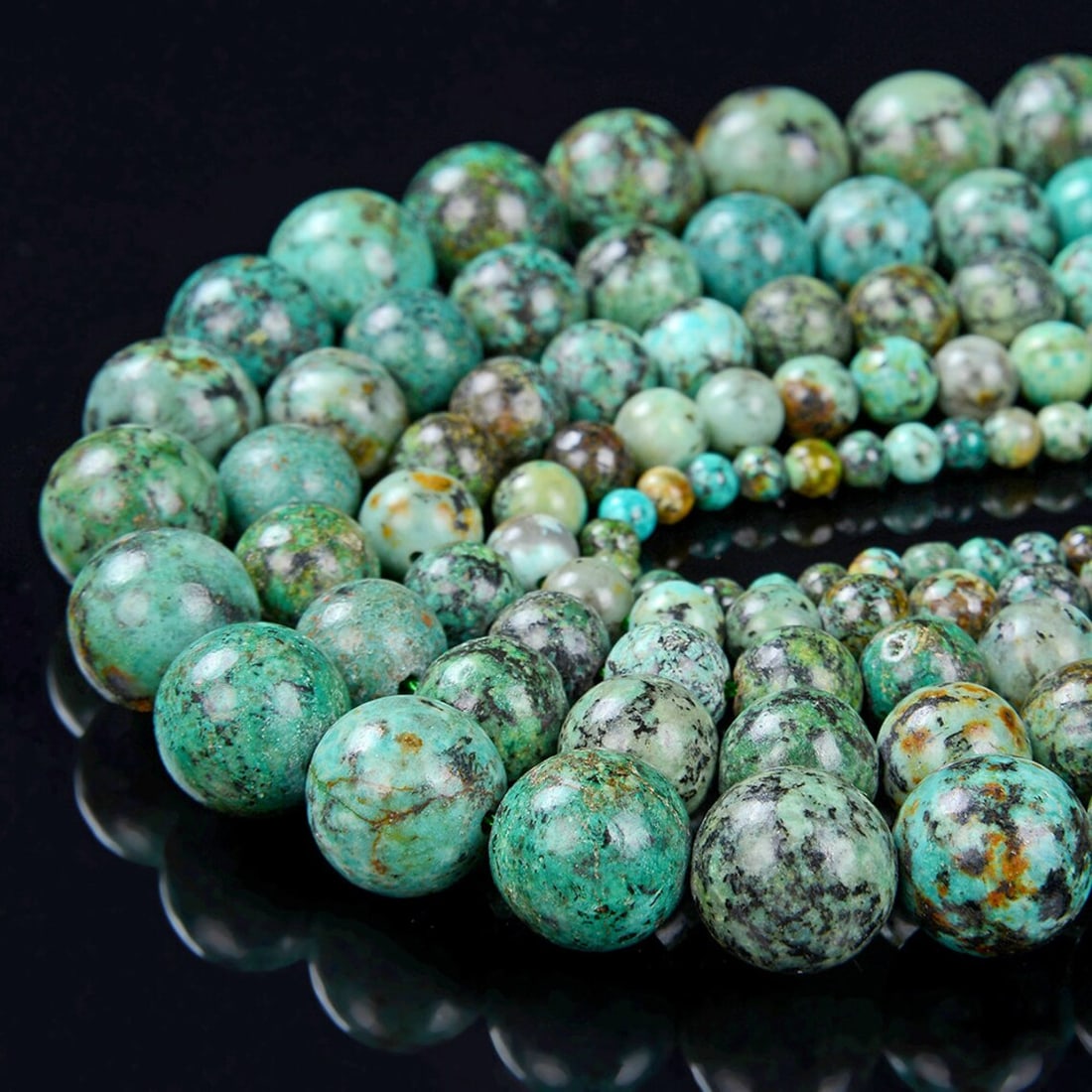 Natural African Turquoise Gemstone 10 mm Round Smooth Plain Beads 10 Strand (1 of 3)
