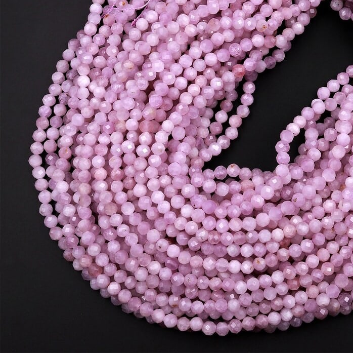 Natural Kunzite Gemstone 4 mm Round Micro Faceted Beads 10 Strand: Natural Kunzite Gemstone 4 mm Round Micro Faceted Beads 10 Strand Product Type : Loose Beads Strand Gemstone : Kunzite Beads Shape : Round Micro Faceted Beads Size : 4 mm Quantity : 10 Lin