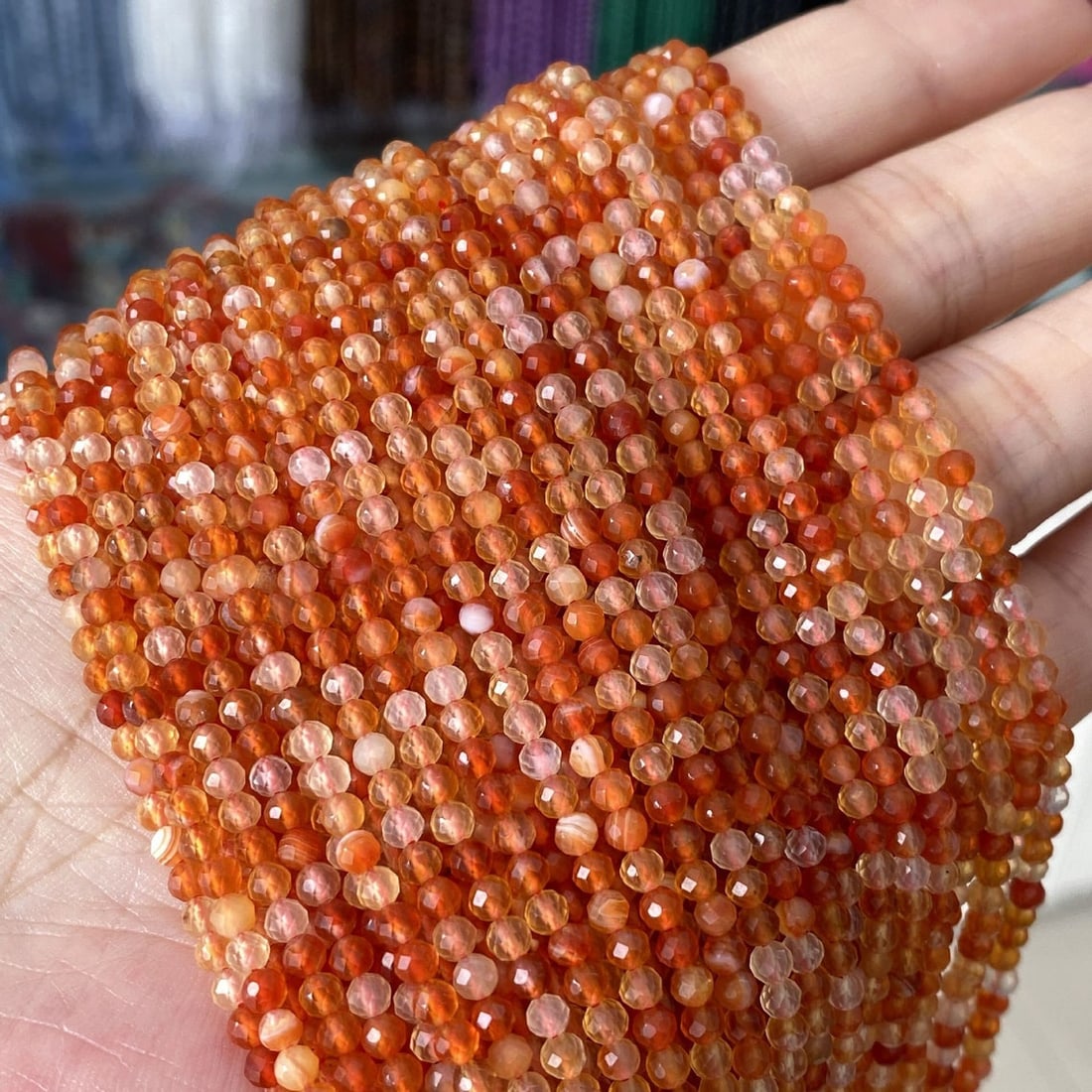 Natural Carnelian Gemstone 3 MM Round Faceted Cut Beads 10 Strand: Natural Carnelian Gemstone 3 mm Micro Round Faceted Cut Beads Rondelle 10 Strand 15.5 Inches Each Product Type : Loose Beads Strand Gemstone : Carnelian Beads Shape : Round Faceted Cut Beads Size :