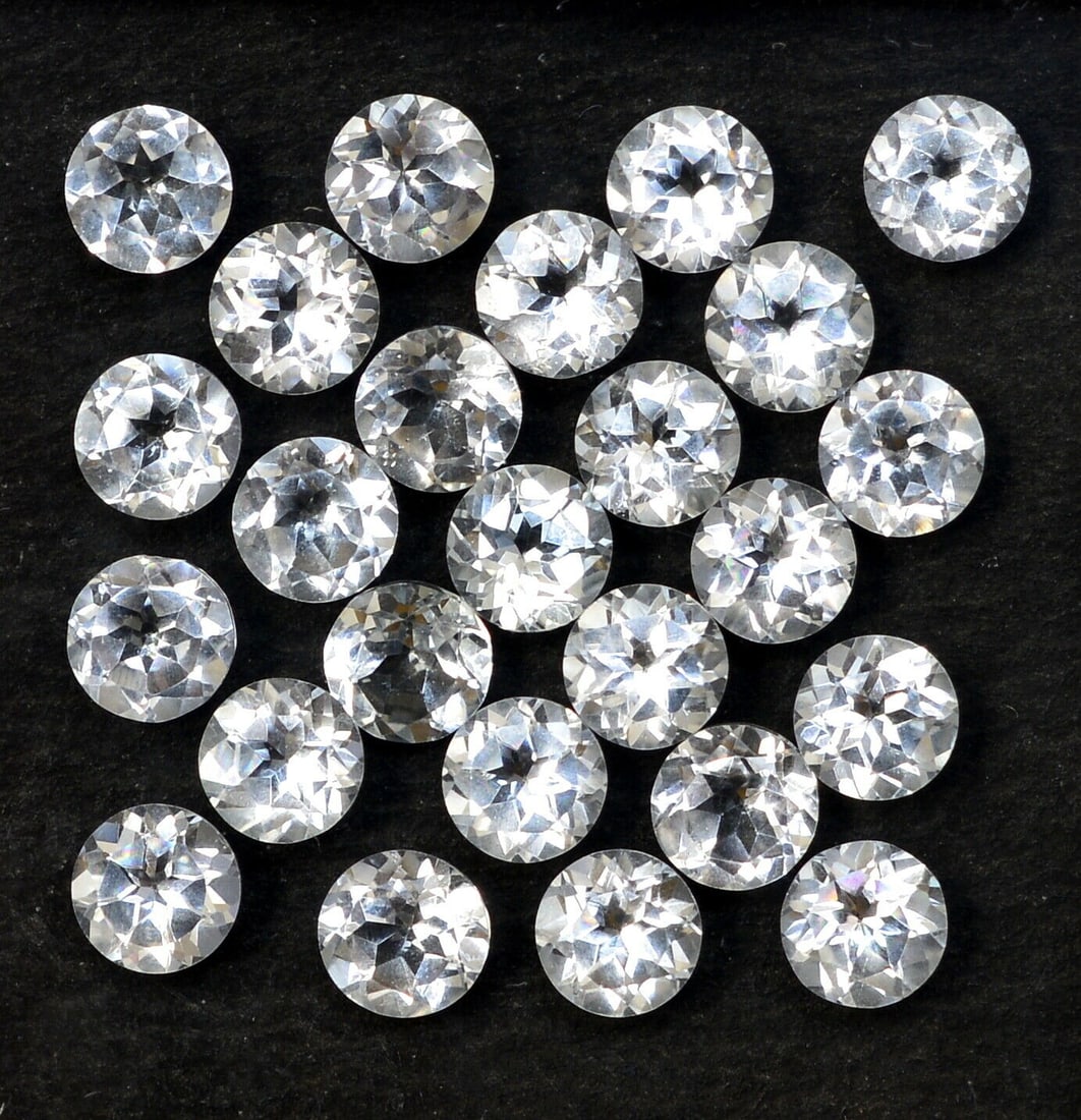 White Topaz 5 MM Round Faceted Cut 100 Pieces (1 of 5)