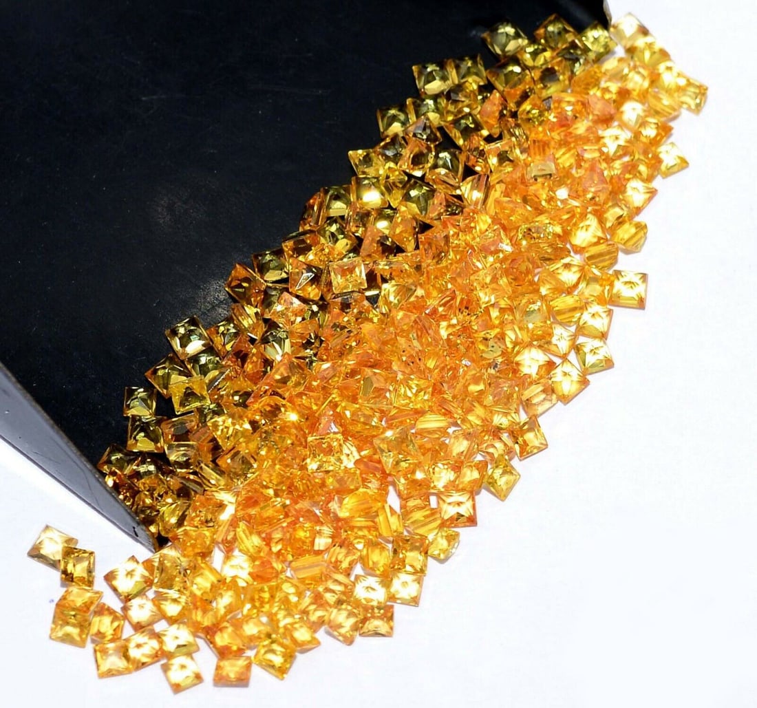 Yellow Sapphire 3.00 MM Princess Faceted Cut 200 Pieces (1 of 4)