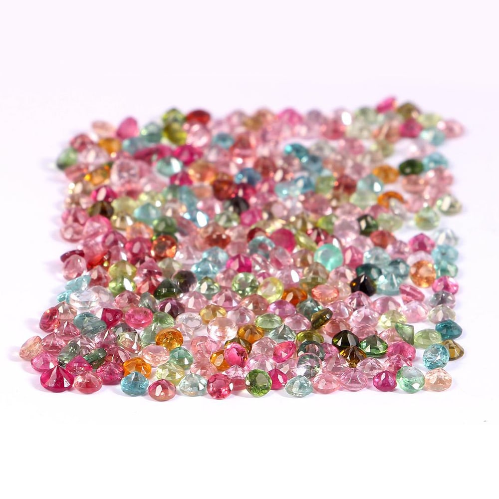 Multi Tourmaline 2 MM Round Diamond Cut 200 Pieces (1 of 3)