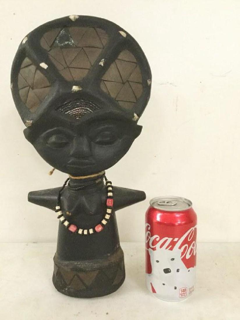 AFRICAN STATUE WITH BEADED NECKLACE, MEASURES 14" X 6 (1 of 3)
