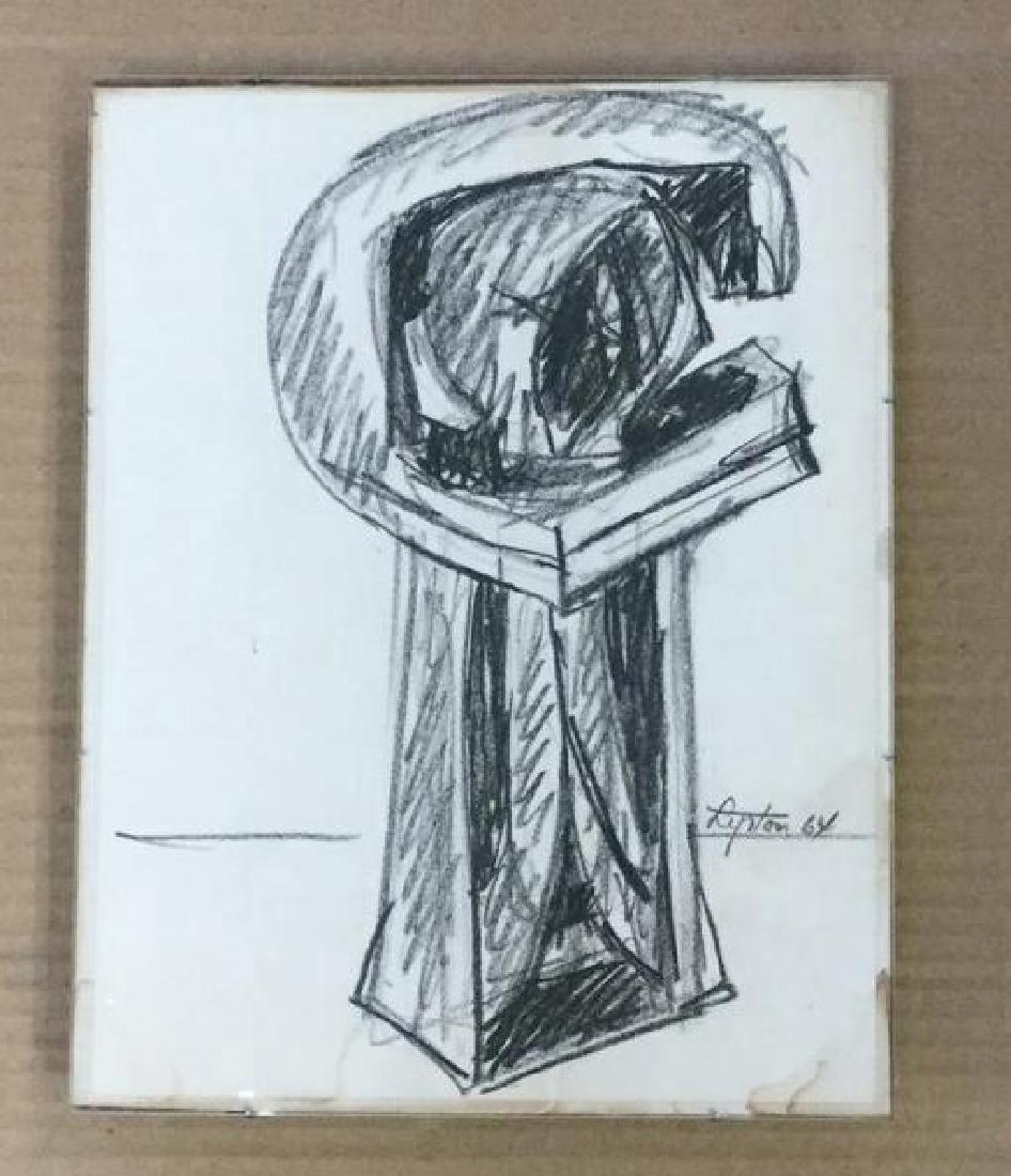 SEYMOUR LIPTON ABSTRACT CRAYON DRAWING, UNTITLED, 1964, (1 of 3)