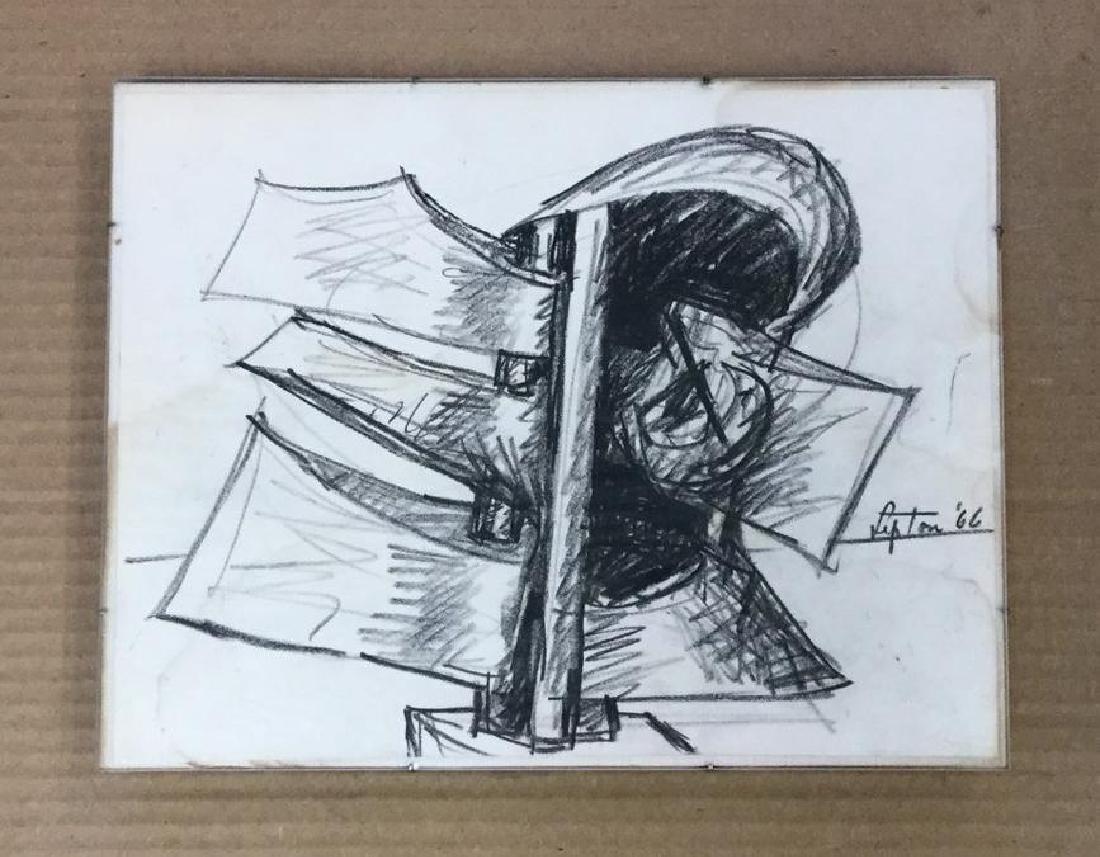 SEYMOUR LIPTON ABSTRACT CRAYON  ON PAPERDRAWING, (1 of 2)