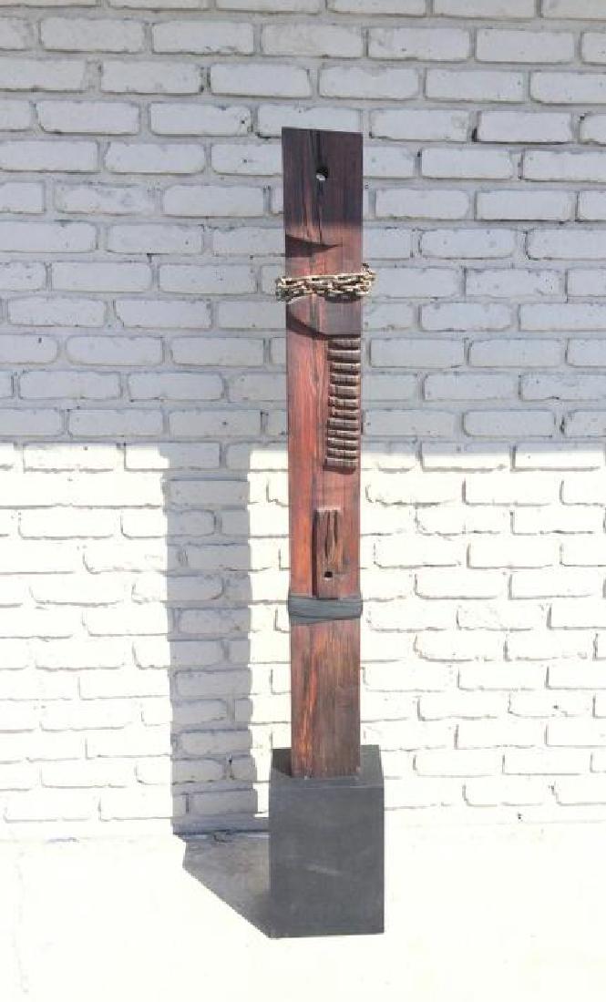 BARBARA ARUM WOOD TOTEM POLE SCULPTURE, FROM NYC (1 of 2)