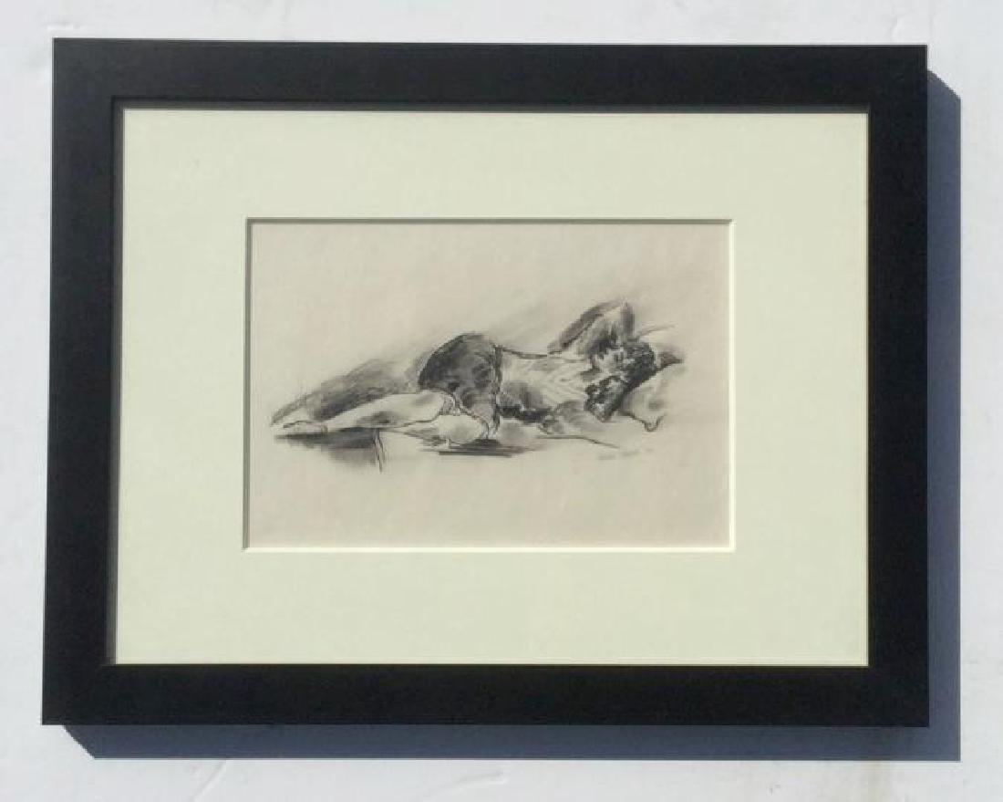KONRAD CRAMER W/C AND CHARCOAL WOMAN RECLINING, SIGNED: KONRAD CRAMER W/C AND CHARCOAL WOMAN RECLINING, SIGNED IN PENCIL AND DATED 1930, NICELY FRAMED AND MATTED, FRAME SIZE 14" X 18", FROM WOODSTOCK NY ESTATE ART COLLECTION, AS PICTURED