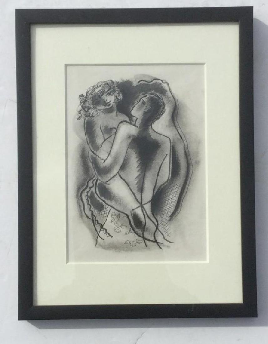 KONRAD CRAMER W/C CHARCOAL OF LOVERS, NICELY FRAMED AND (1 of 2)