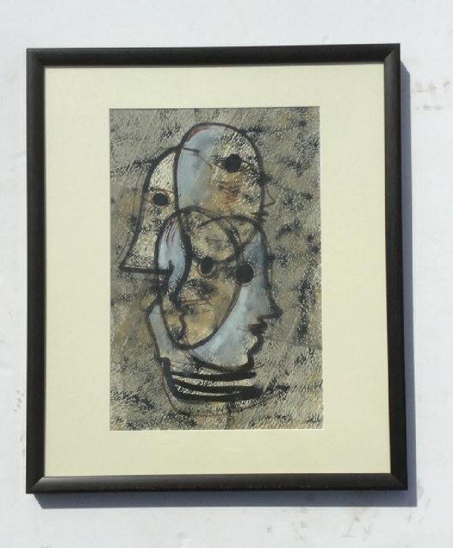 KONRAD CRAMER ABSTRACT W/C OF FACES, SIGNED LOWER: KONRAD CRAMER ABSTRACT W/C OF FACES, SIGNED LOWER RIGHT, DATED 1952, NICELY FRAMED AND MATTED, W/C MEASURES 19" X 13", FROM WOODSTOCK NY ESTATE ART COLLECTION, AS PICTURED