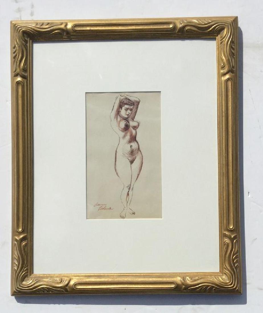 AARON BOHROD W/C WASH WITH PEN AND INK, STANDING FIGURE (1 of 3)