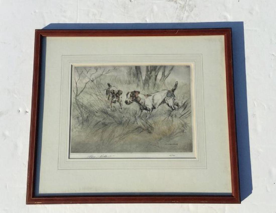 HENRY WILKINSON SIGNED PRINT, 2 DOGS, #68/180, NICELY (1 of 2)