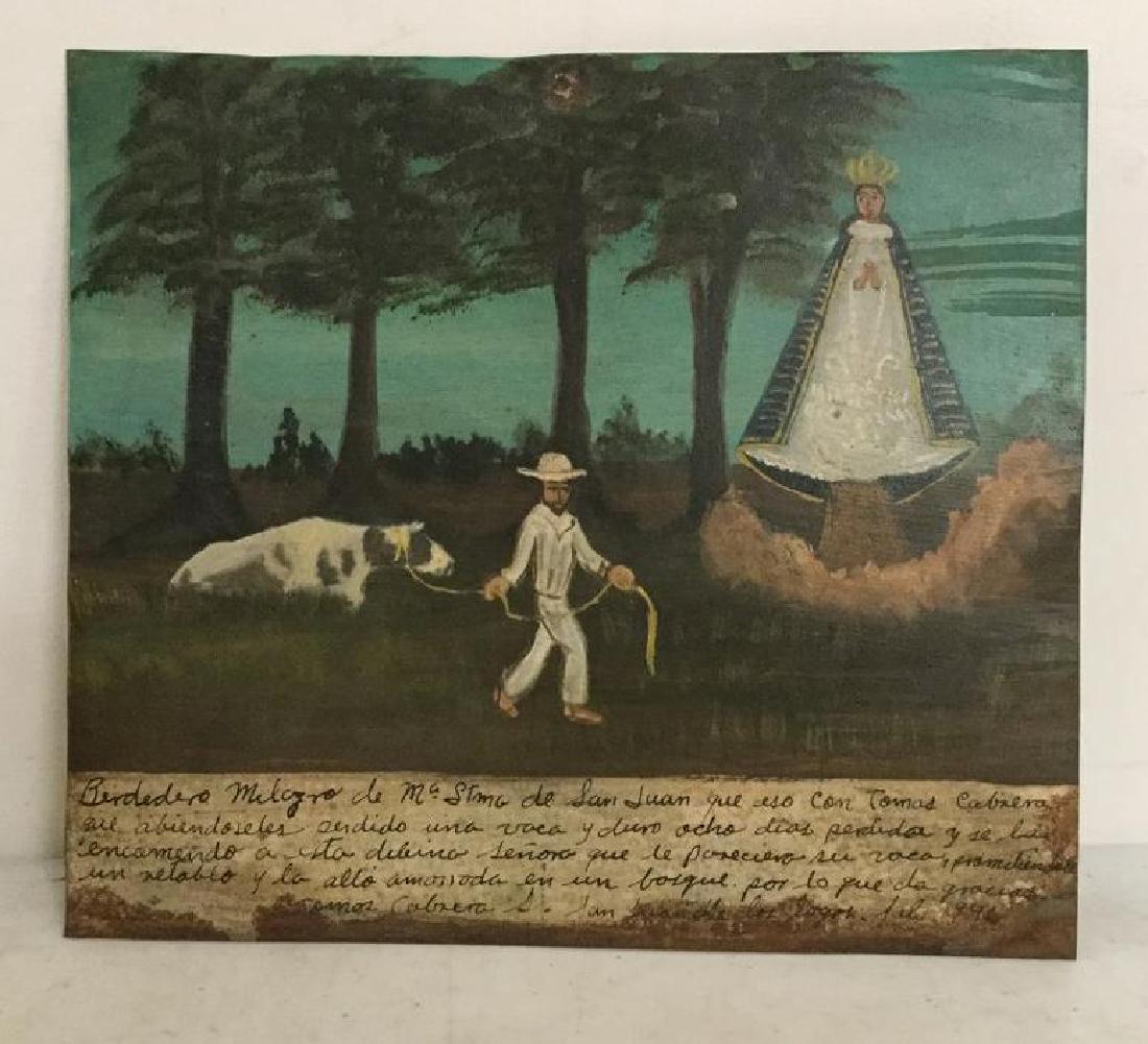 TOMAS CABRERA OUTSIDER ART PAINTING ON TIN, 1946, WITH (1 of 2)