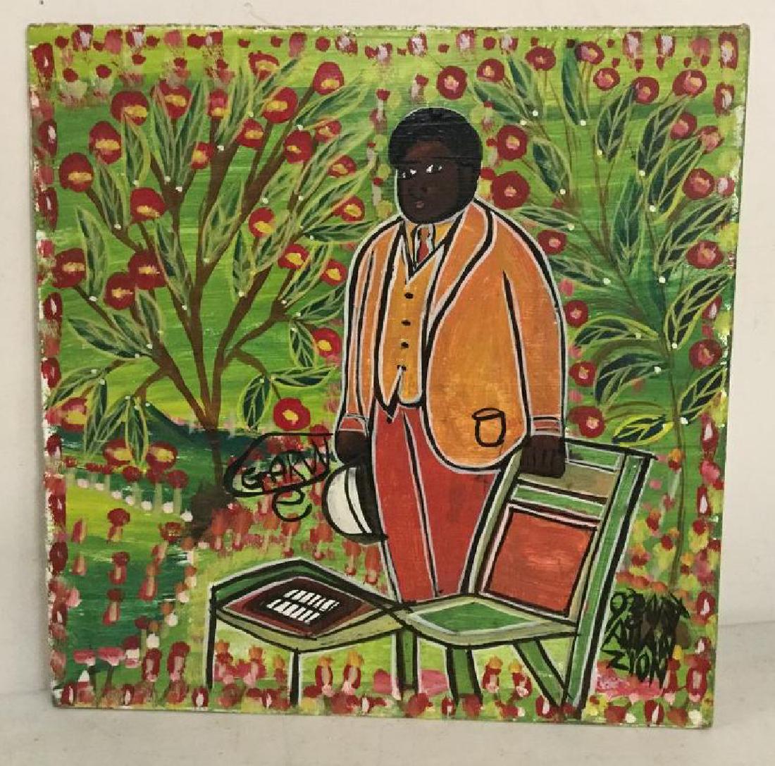 ALLAN ZION JAMAICAN OUTSIDER ARTIST O/B MAN BY CHAIR, (1 of 1)