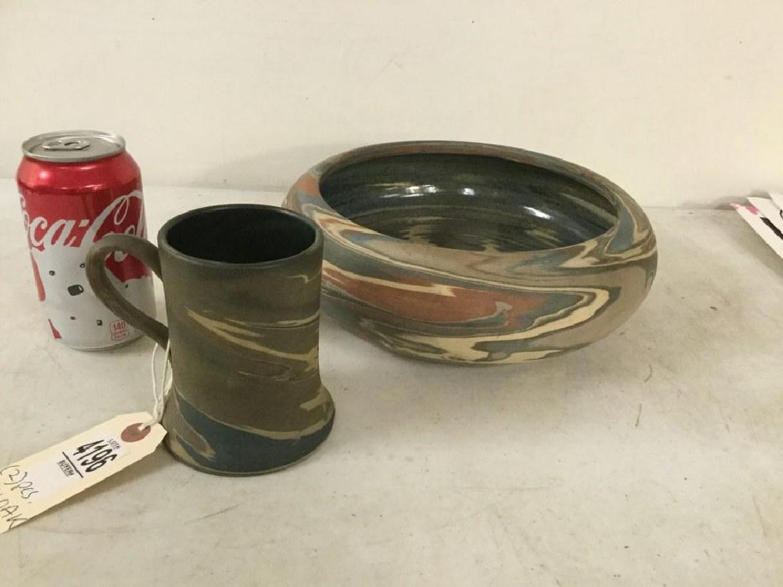 (2) PCS. NILOAK ART POTTERY INCLUDING 4 1/2" MUG AND 10 (1 of 3)
