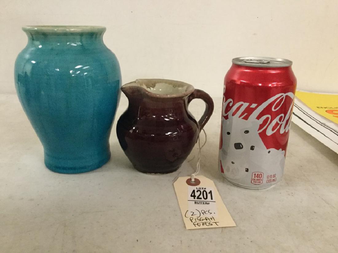 (2) PISGAH FOREST ART POTTERY PCS. 6" HIGH BLUE VASE (1 of 3)