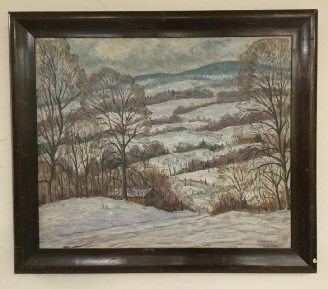 EDGAR O. MINER (1915-2003) O/C WINTER LANDSCAPE WITH (1 of 3)