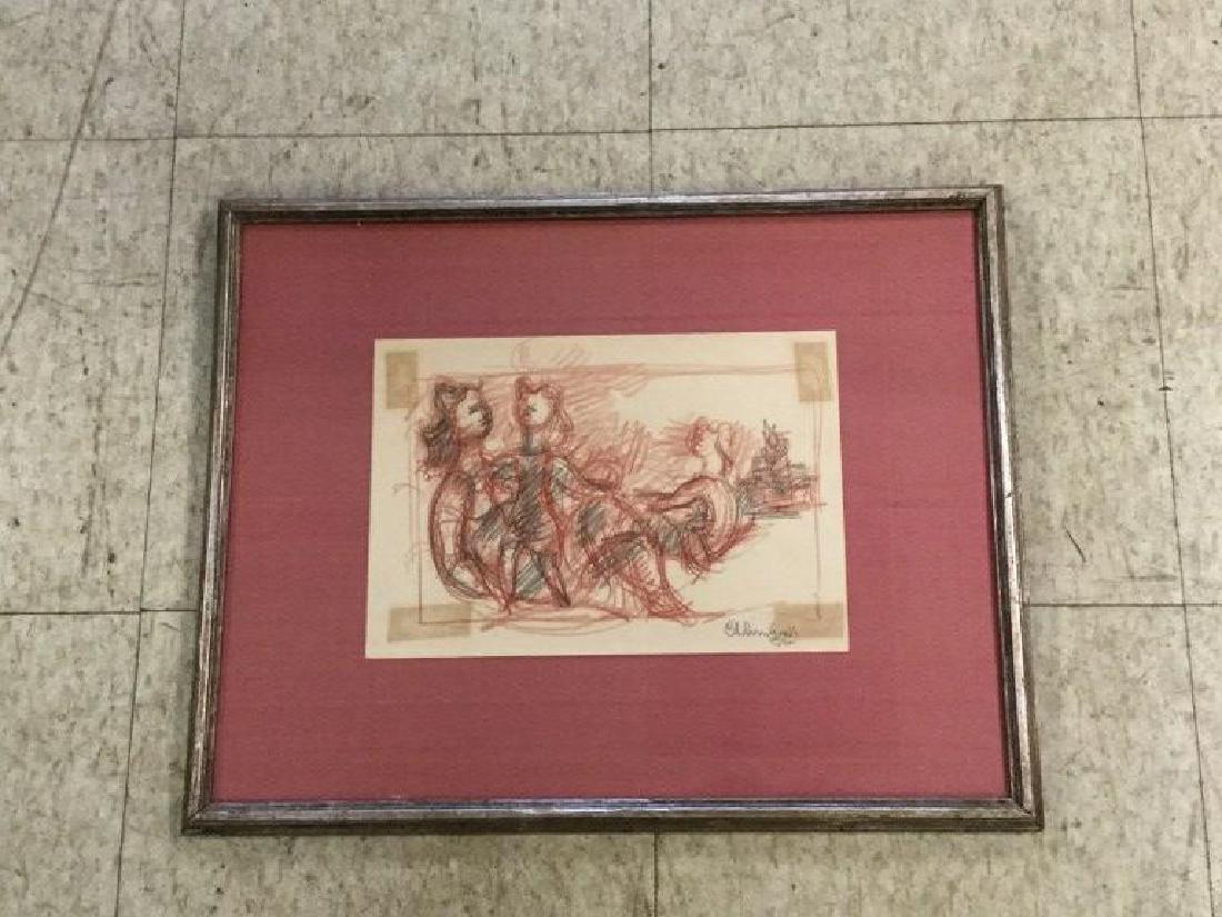 CHAIM GROSS CRAYON DRAWING OF FIGURES, LORINGS ART (1 of 3)