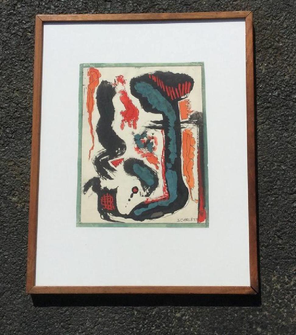 ROLPH SCARLETT ABSTRACT W/C PEN AND INK, PAINTING (1 of 2)