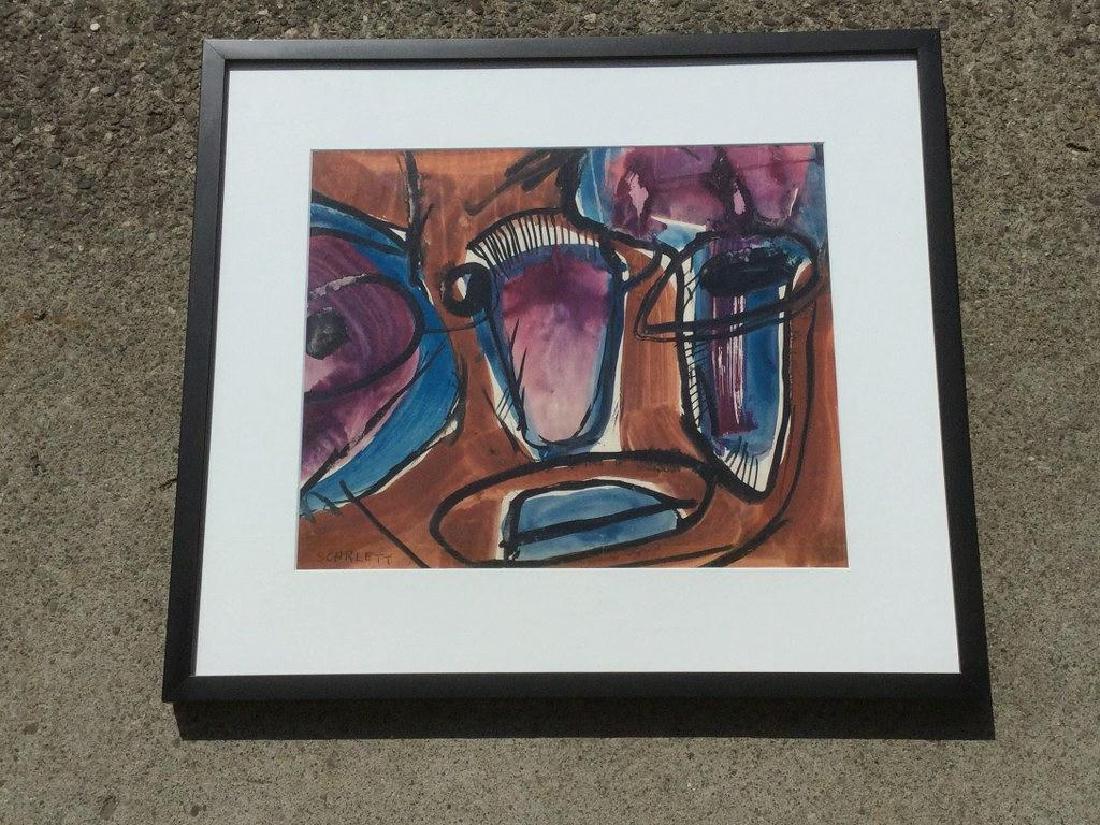 ROLPH SCARLETT ABSTRACT W/C, NICELY FRAMED AND MATTED, (1 of 3)