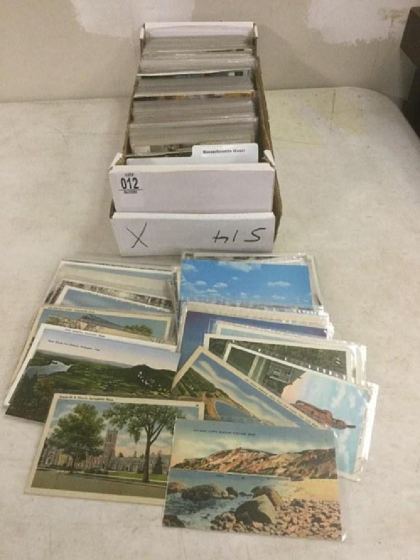 BOX OF APPROX 600-700 OLDER MASSACHUSETTS POSTCARDS (1 of 1)