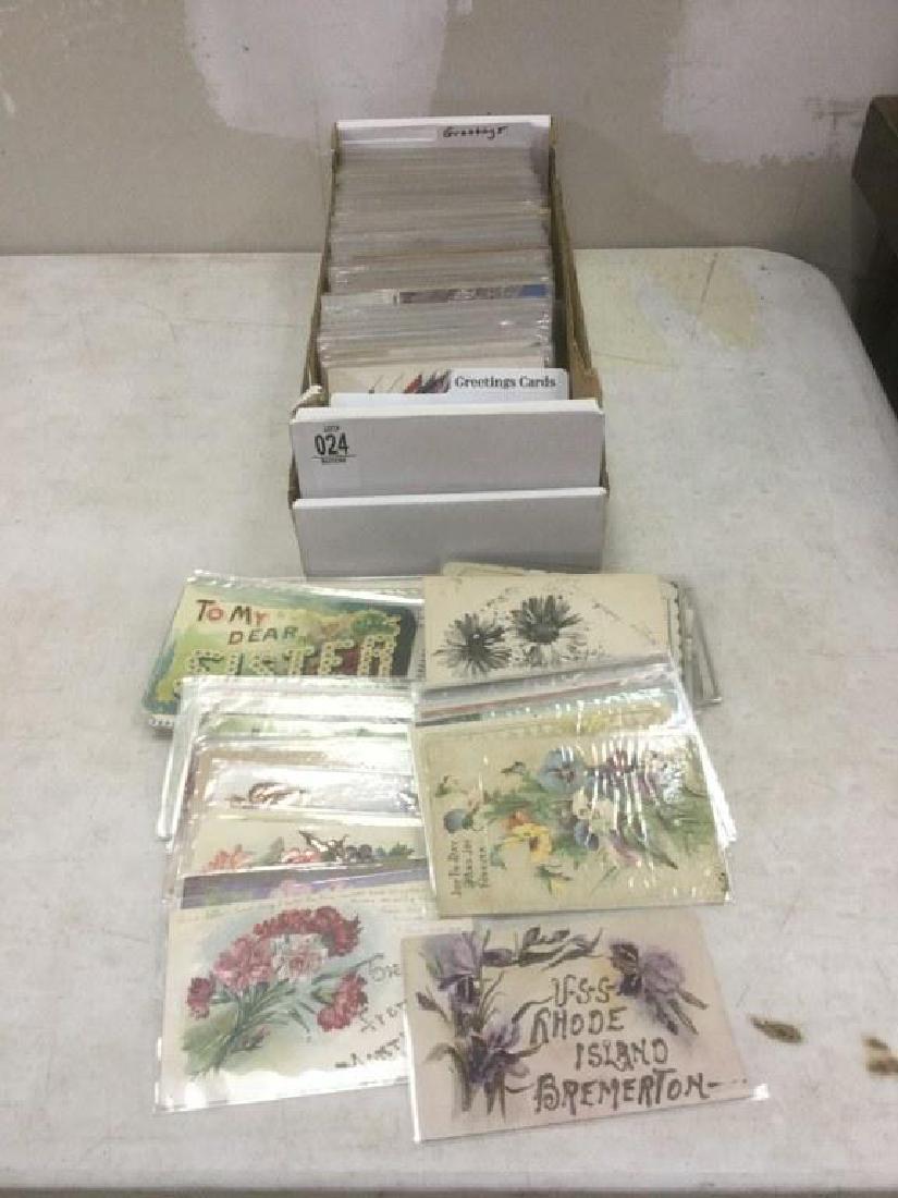 BOX OF APPROX 550-600 OLDER GREETING CARD POSTCARDS (1 of 1)
