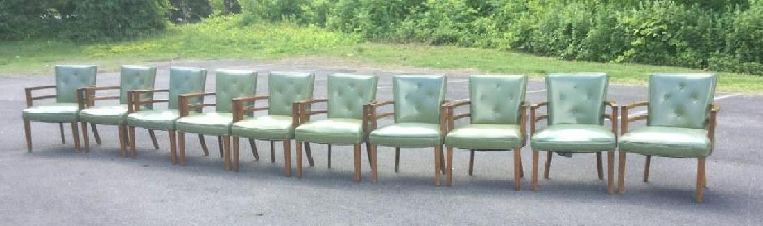 10 1950'S ARMCHAIRS W/GREEN VINYL UPHOLSTERY, MADE BY (1 of 3)