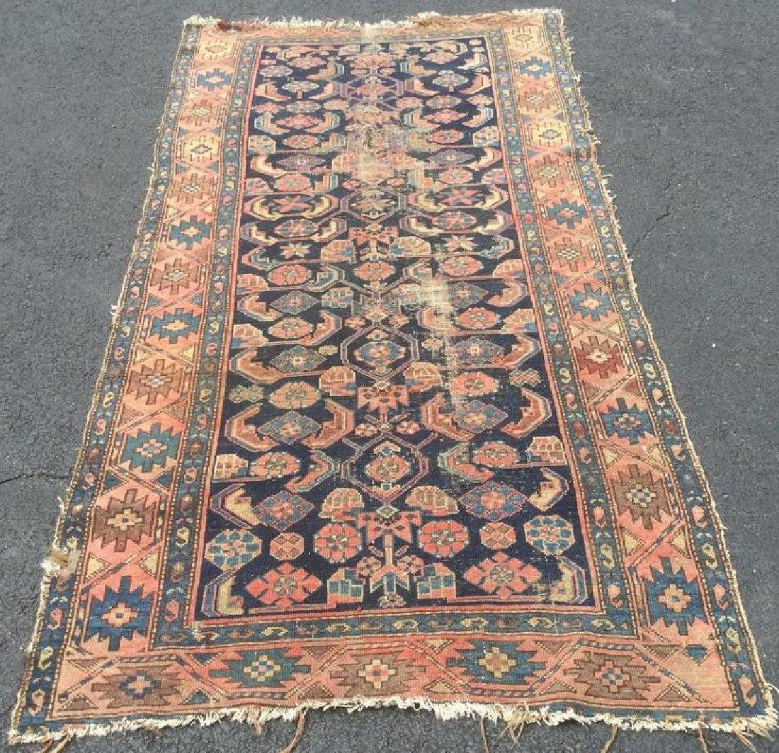 OLD WORN ORIENTAL HANDMADE SCATTER RUG, MEASURES 84" X (1 of 4)