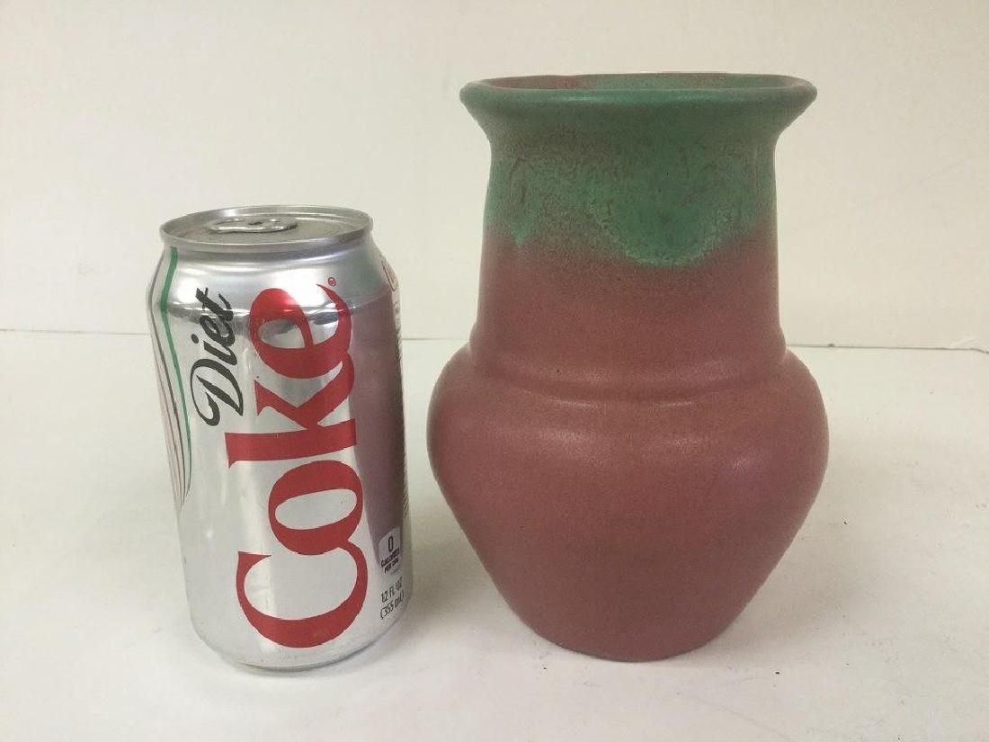 MUNCIE ART POTTERY VASE W/MAUVE AND LIGHT GREEN MATTE, (1 of 3)