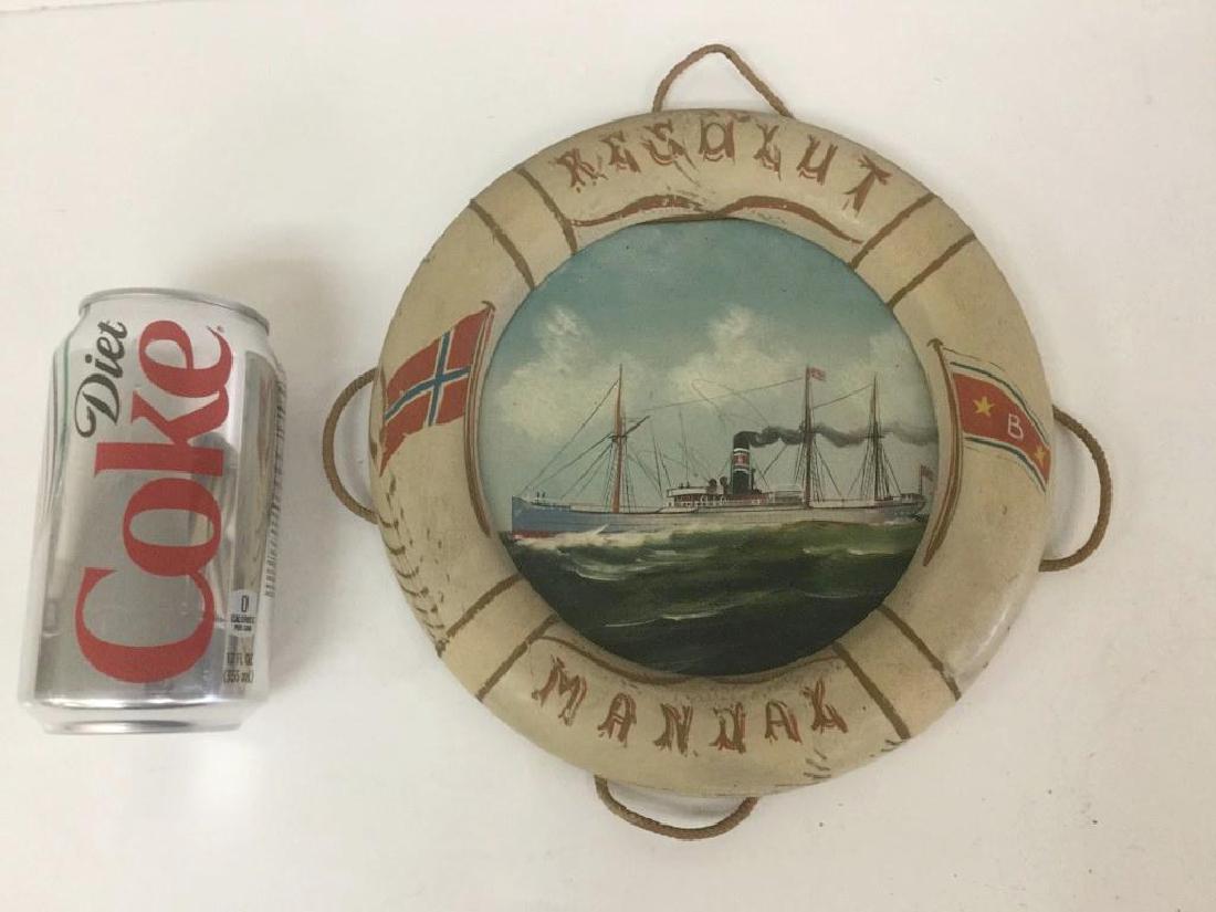 EARLY LIFE PRESERVER W/HAND PAINTED SHIP, "RESOLUT (1 of 7)