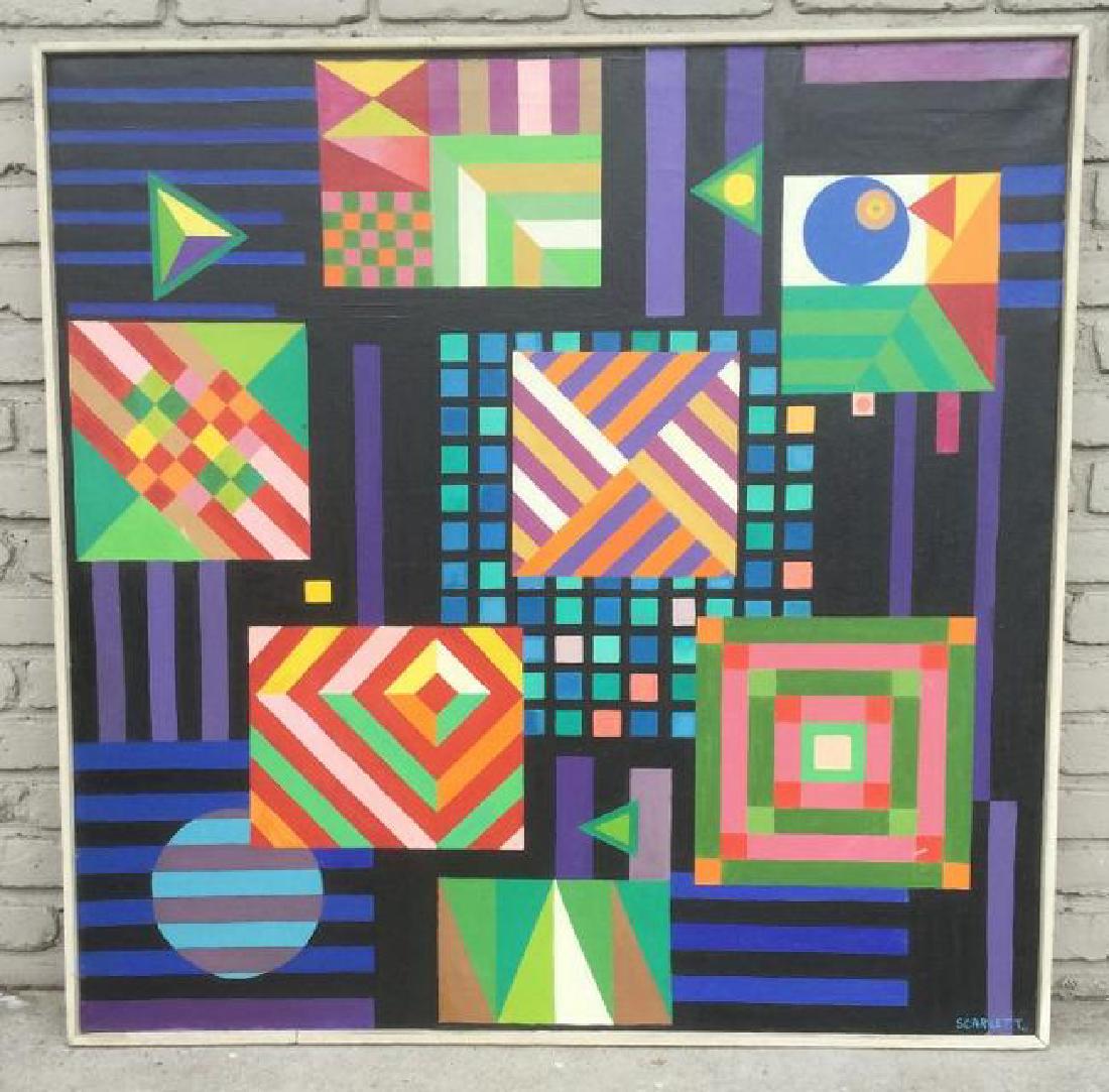 IMPORTANT ROLPH SCARLETT GEOMETRIC ABSTRACT O/C, CANVAS (1 of 4)
