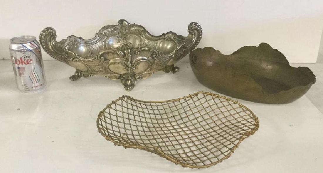 MARKED 800 SILVER LARGE SERVING BOWL WITH HEAVY BRASS (1 of 7)