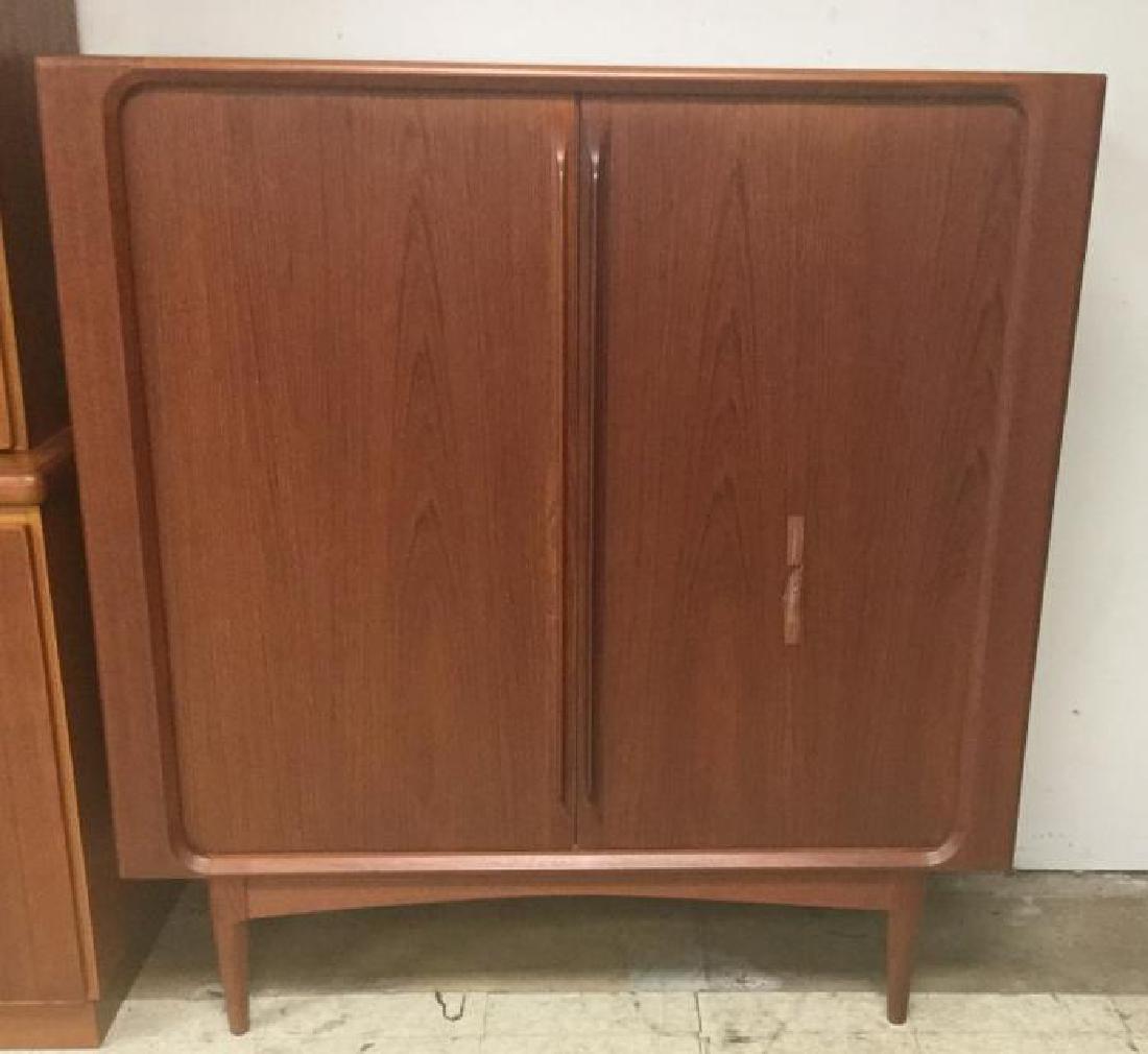 DANISH MODERN TEAK & ROSEWOOD CABINET W/SLIDING DOORS, (1 of 2)