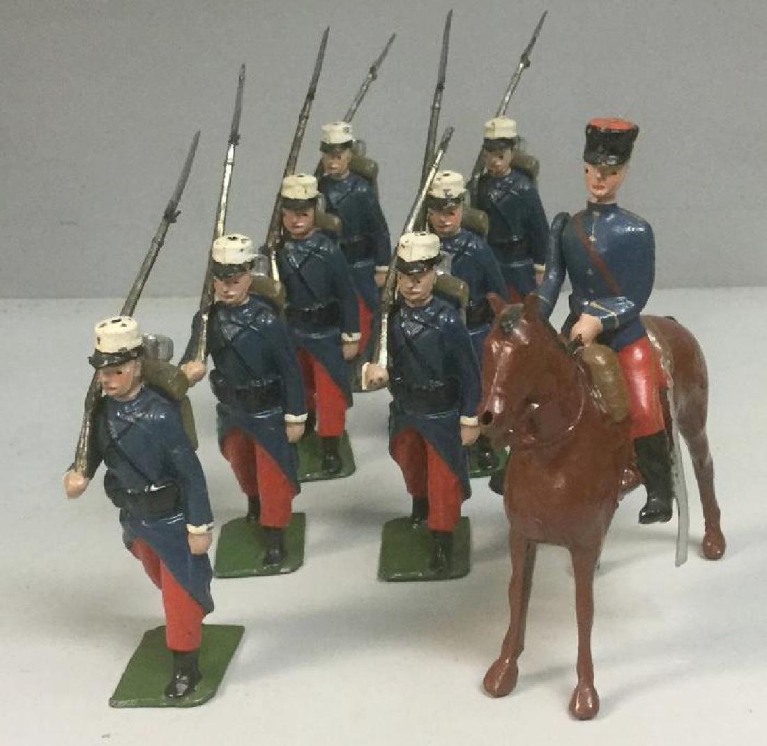 BRITAINS SOLDIERS- 8 PCS FRENCH FOREIGN LEGION: BRITAINS SOLDIERS- 8 PCS FRENCH FOREIGN LEGION INCLUDING OFFICER ON HORSE, FROM KINGSTON NY COLLECTOR FROM WHEN HE WAS A CHILD, IN AS FOUND CONDITION