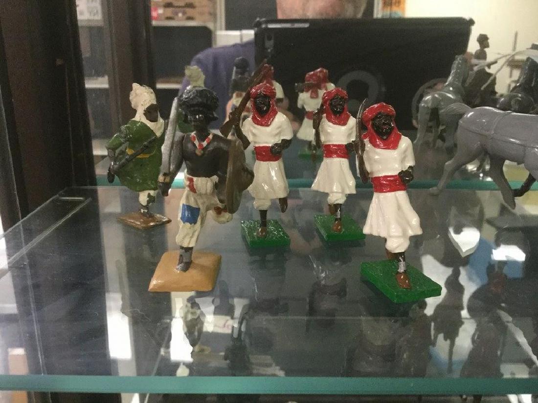 BRITAINS SOLDIERS- 5 PCS MISC SOLDIERS INCLUDING 3: BRITAINS SOLDIERS- 5 PCS MISC SOLDIERS INCLUDING 3 BERBER, 1 SAMOLIAN, 1 ARAB, FROM KINGSTON NY COLLECTOR FROM WHEN HE WAS A CHILD, IN AS FOUND CONDITION