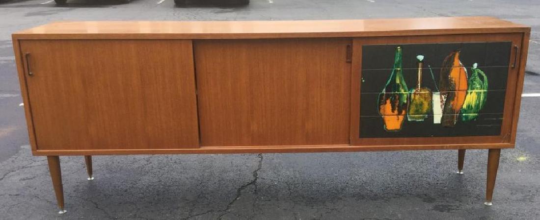 DANISH MODERN TEAK SIDEBOARD W/TILES ON RIGHT SIDE (1 of 5)