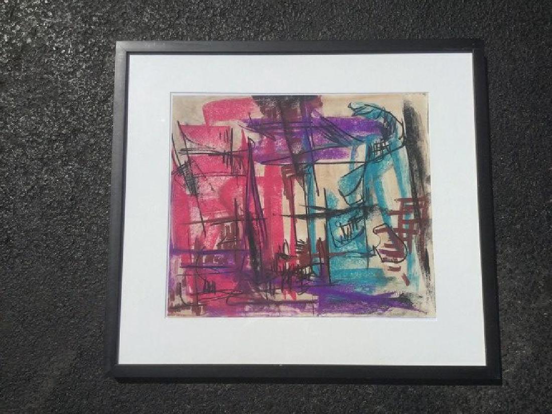 ROLPH SCARLETT ABSTRACT W/C AND CHALK, NICELY FRAMED (1 of 3)