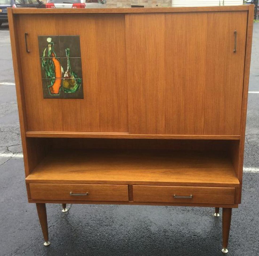 DANISH MODERN TEAK SIDEBOARD W/DECORATIVE TILES ON 1 (1 of 5)