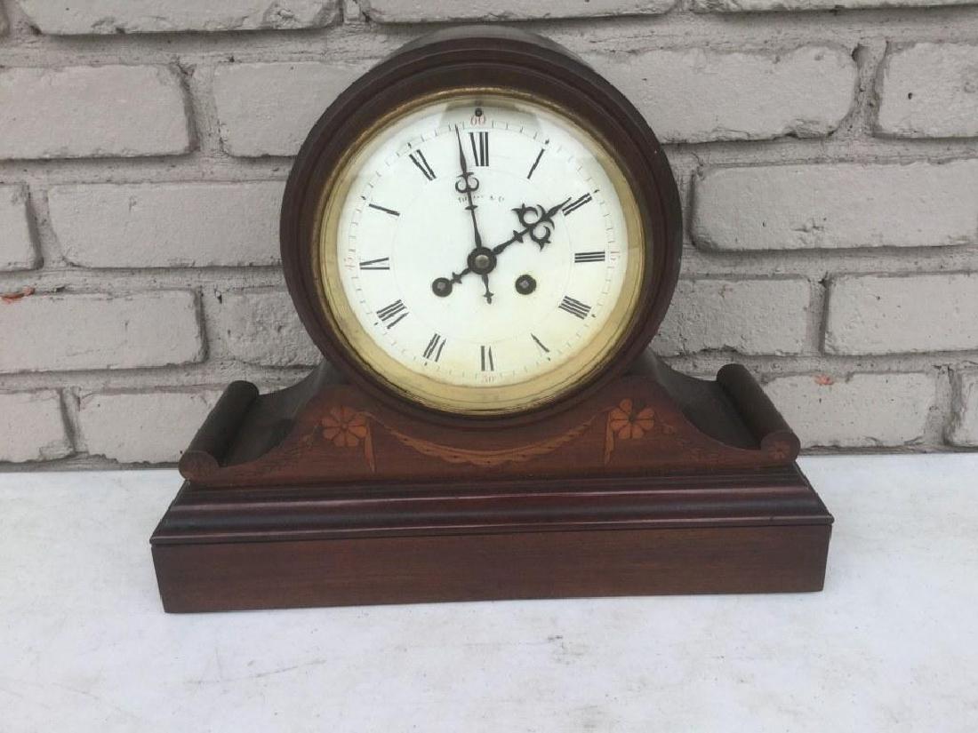 TIFFANY & CO ROSEWOOD MANTLE CLOCK W/INLAY, HAS (1 of 7)