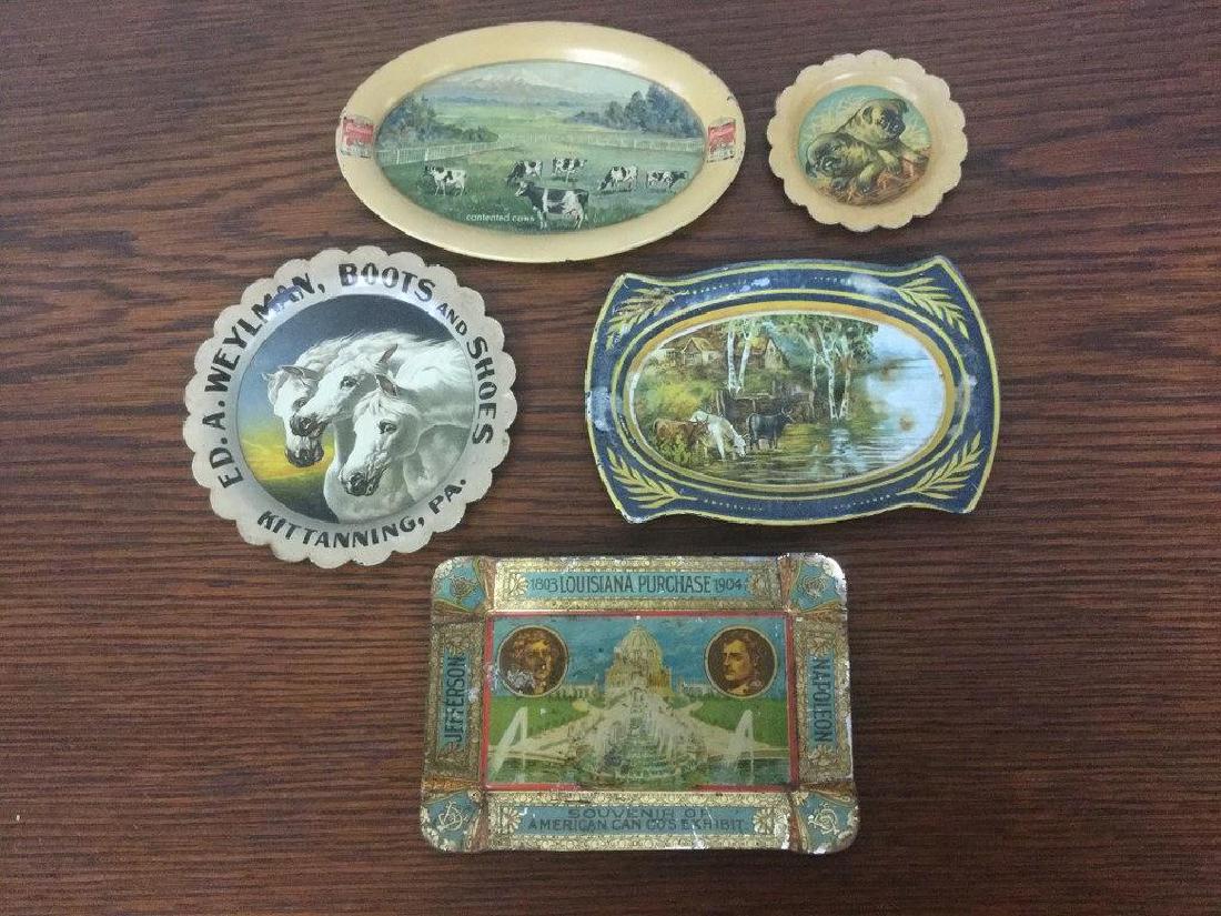 LOT OF 5 ADVERTISING TIP TRAYS INCLUDING ED.A.WEYLMAN (1 of 4)