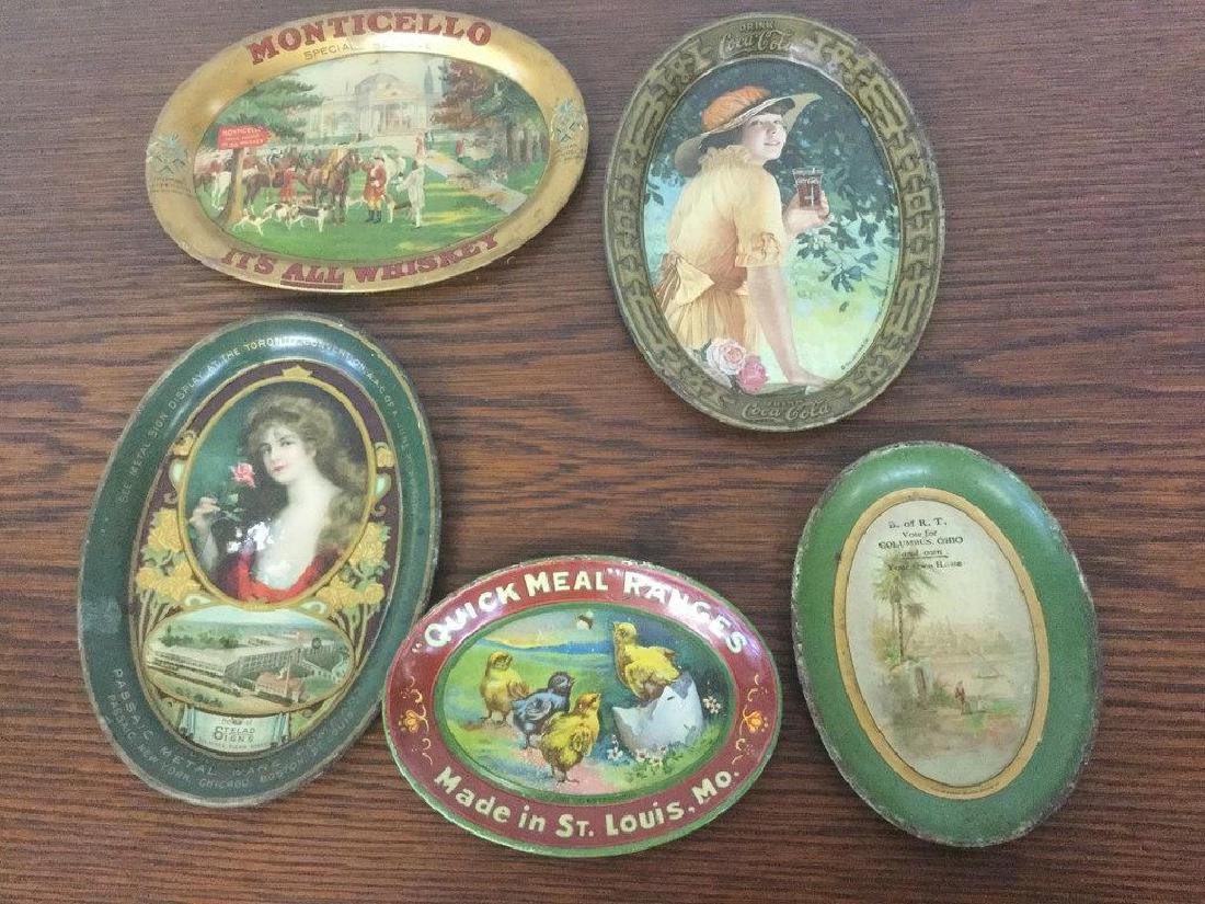 LOT OF 5 ADVERTISING TIP TRAYS INCLUDING MONTICELLO (1 of 2)