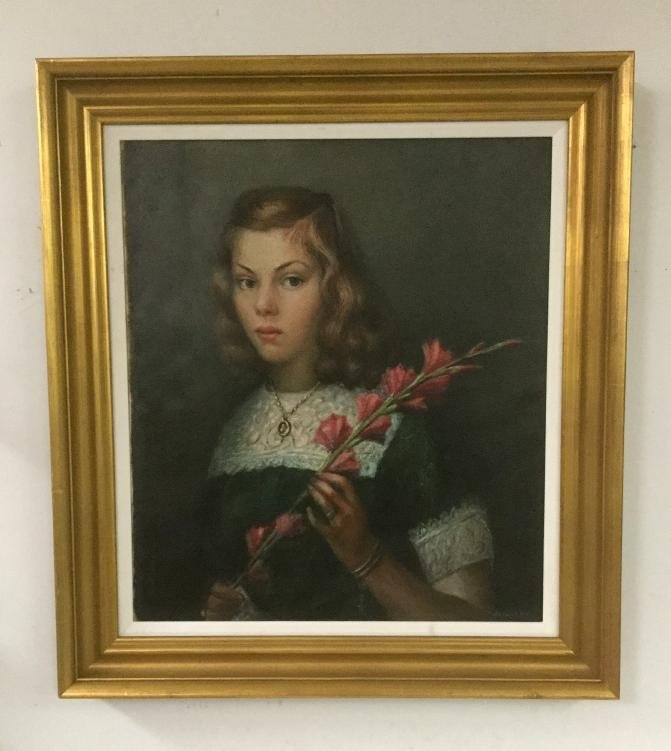 JOSEPH POLLET O/C PORTRAIT TITLED BARBARA, PORTRAIT IS (1 of 1)