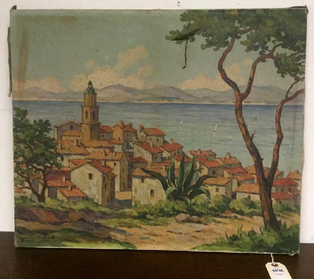 GASTON AUBERT O/C NORMANDY COAST(?), SIGNED LOWER LEFT, (1 of 4)