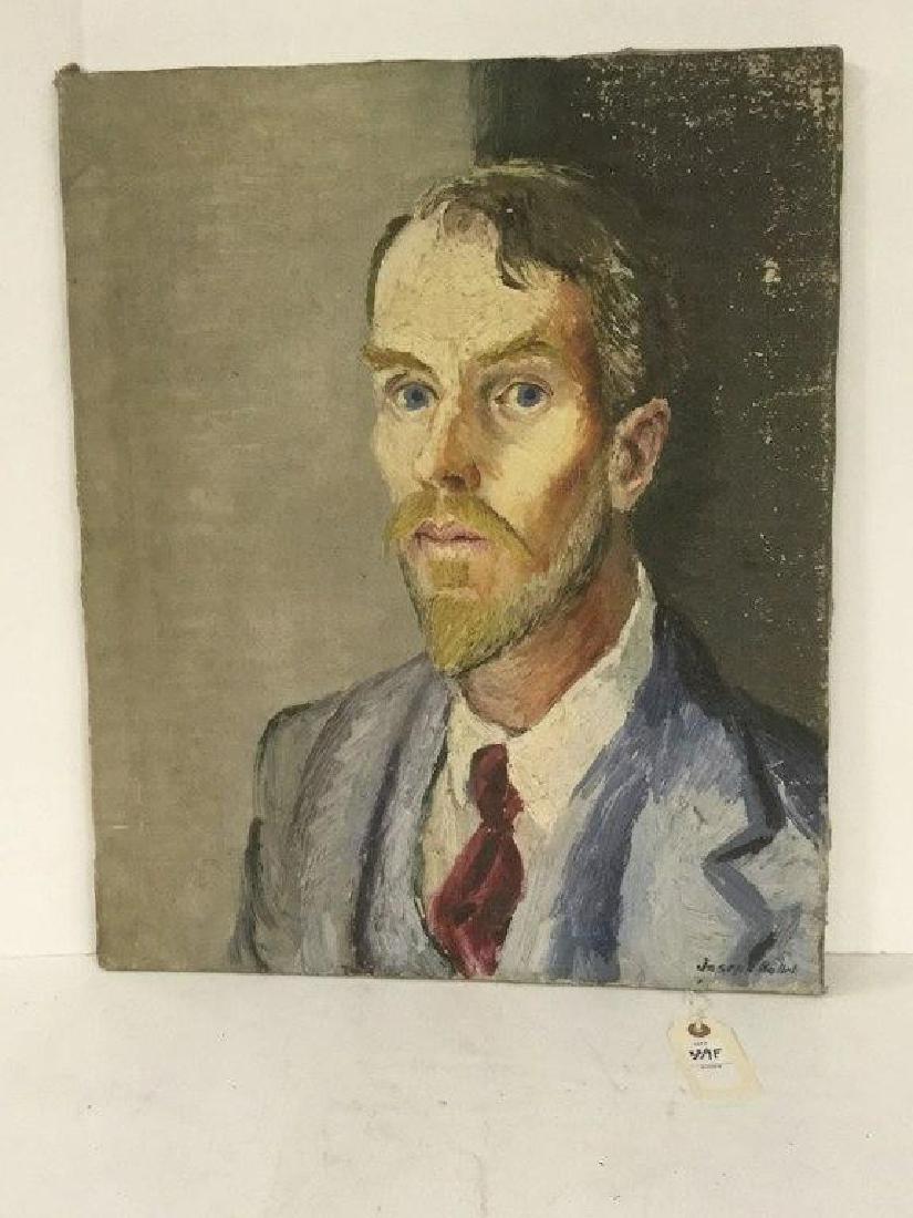JOSPEH POLLET CIRCA 1930'S SELF PORTRAIT, SIGNED LOWER: JOSPEH POLLET CIRCA 1930'S SELF PORTRAIT, SIGNED LOWER RIGHT, IN AS IS ESTATE CONDITION, FOUND IN GRANDDAUGHTER'S HOME IN WOODSTOCK NY, MEASURES 24" X 20", AS PICTURED