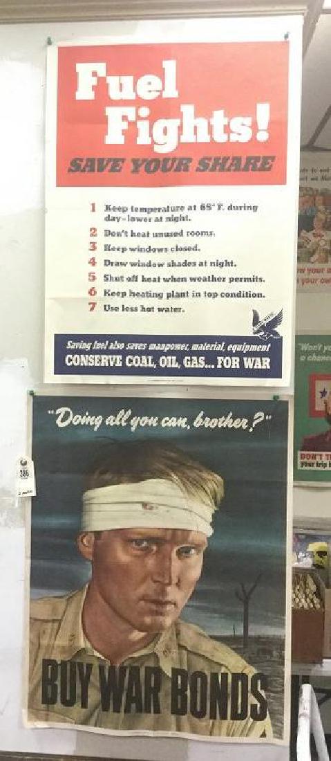 LOT OF 2 WWII POSTERS - FUEL FIGHTS! SAVE YOUR SHARE, (1 of 1)