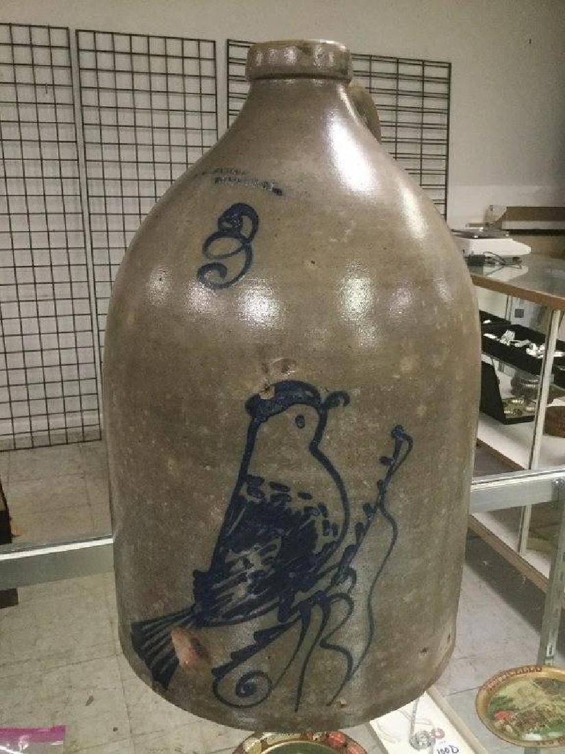F W JENNINGS RONDOUT NY 3 GALLON CROCK W/BLUE BIRD, (1 of 5)