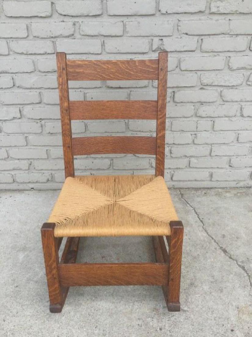 GUSTAV STICKLEY MISSION OAK NURSING ROCKER, RED COMPASS (1 of 3)