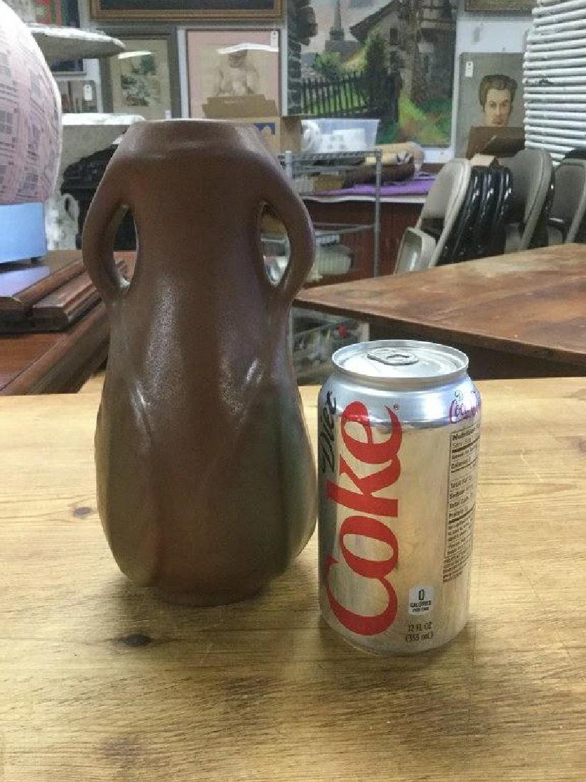 UNUSUAL VAN BRIGGLE BROWN MATTE GLAZE VASE WITH RAISED (1 of 3)