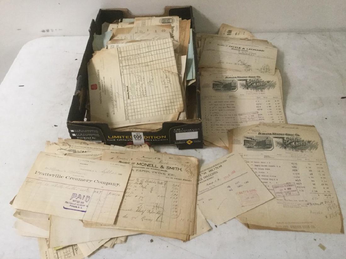 LOT WITH 100'S OF EARLY 1900'S BILLHEADS, SOME WITH: LOT WITH 100'S OF EARLY 1900'S BILLHEADS, SOME WITH ENVELOPES, MOST WITH ILLUSTRATED HEADINGS, AS PICTURED