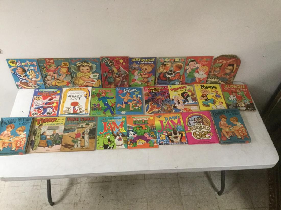 BOXLOT OF 30 COLORING BOOKS, 1950'S TO 1990'S, MOST (1 of 5)