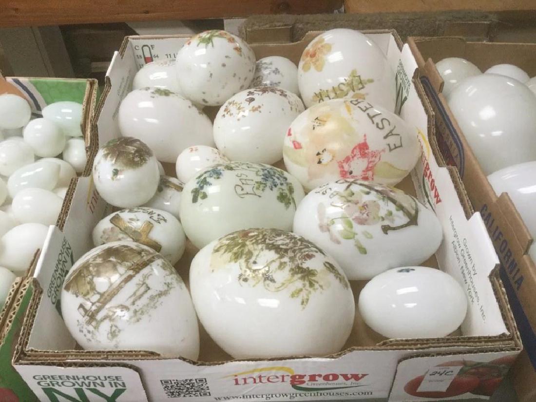 LOT OF 17 VICTORIAN ERA GLASS HAND PAINTED EASTER EGGS, (1 of 1)